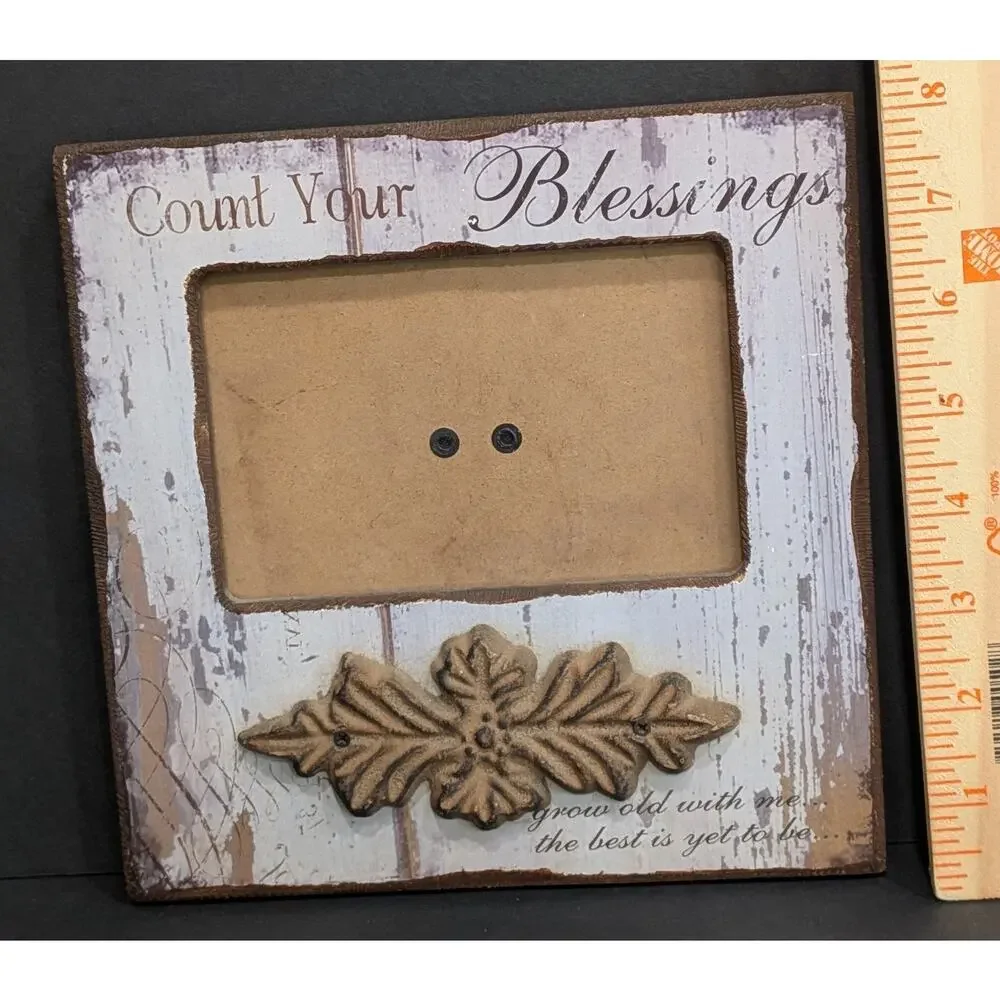 Vintage Farmhouse Frame Anniversary Wedding Count Your Blessings Grow Old With